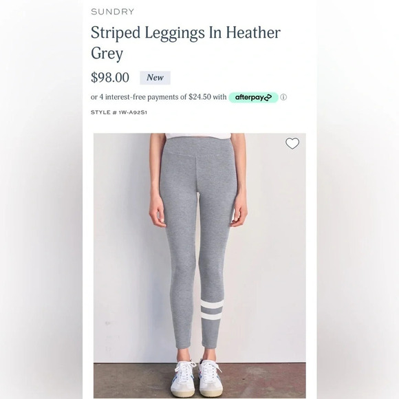 SUNDRY Anthropologie $98 Striped Leggings in Heather Gray Size 1 SMALL 4/6 - Picture 2 of 11